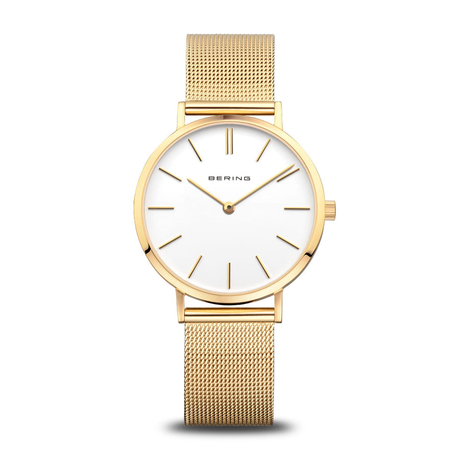 Bering Gold Plated Ladies Round Dial & Mesh Bracelet Watch