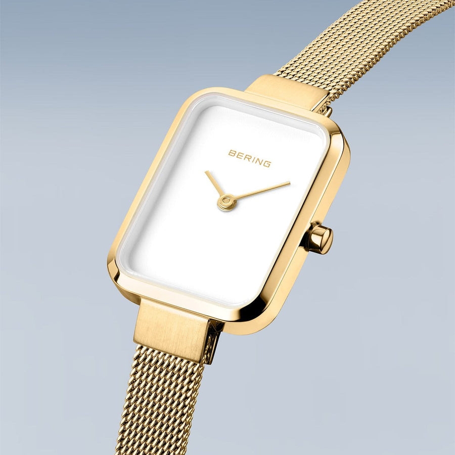 Bering Ladies Gold Petite Square Watch