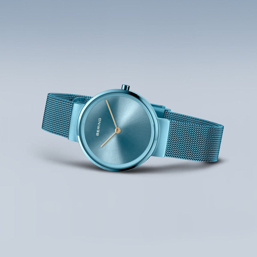 Bering Ladies Classic Blue Mesh Bracelet Watch