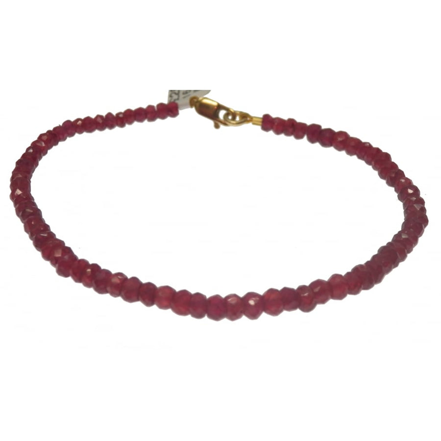 Ruby Faceted Bead Bracelet with 9ct Yellow Gold Clasp