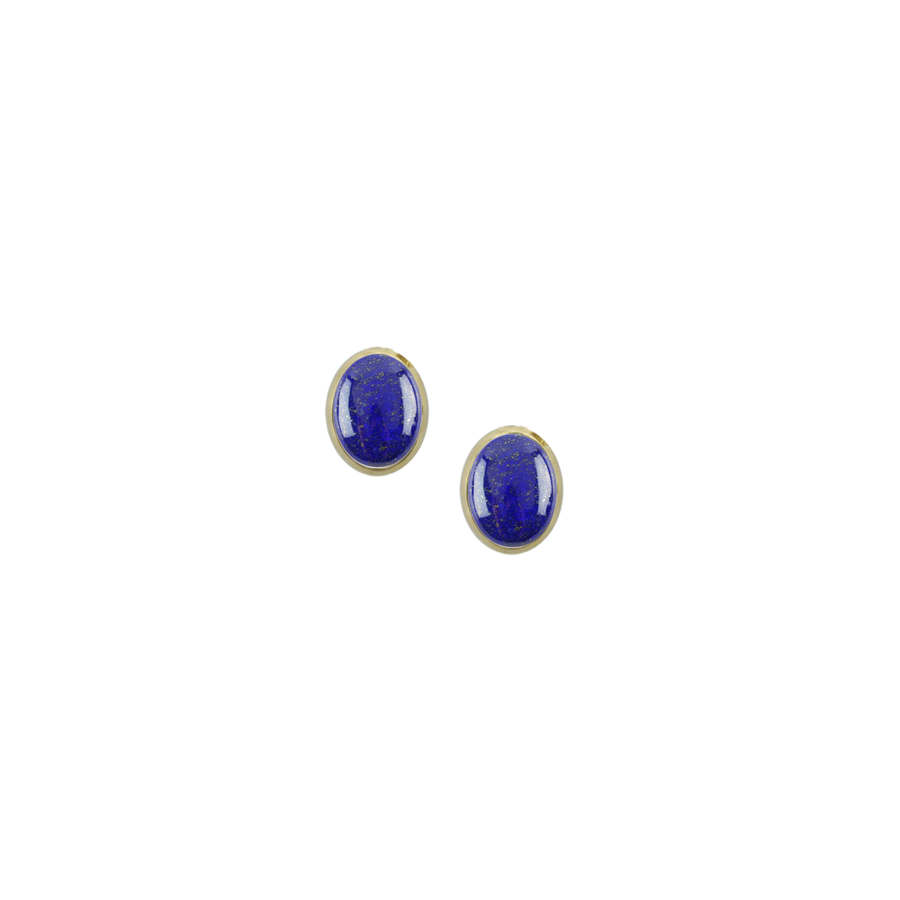 9ct Yellow Gold Small Oval Lapis Studs