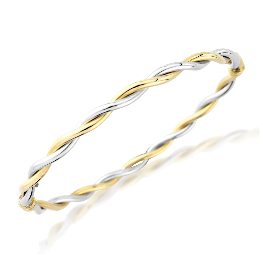 9ct White & Yellow Gold Twisted Bangle