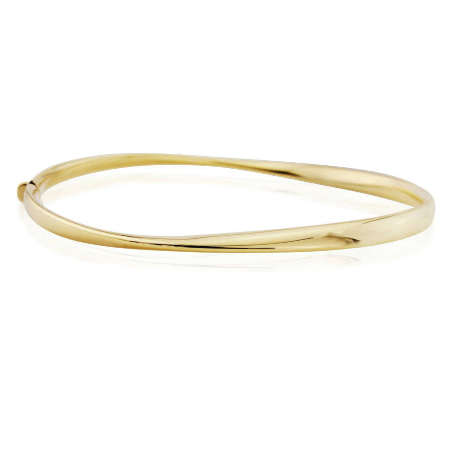 9ct Yellow Gold Twisted Plain Bangle