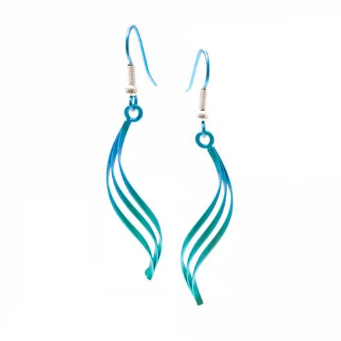 Titanium Green 3D Open Strand Drop Earrings