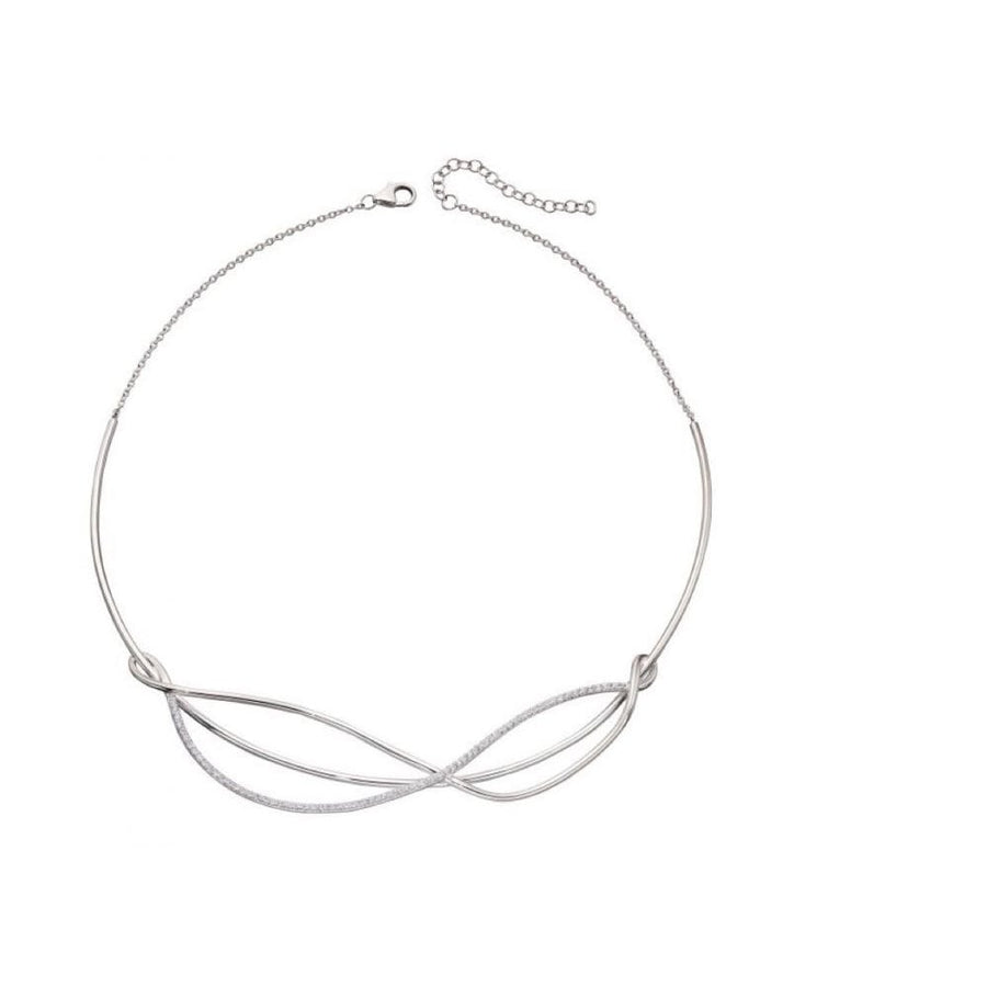 Sterling Silver CZ Pave Twist Necklace