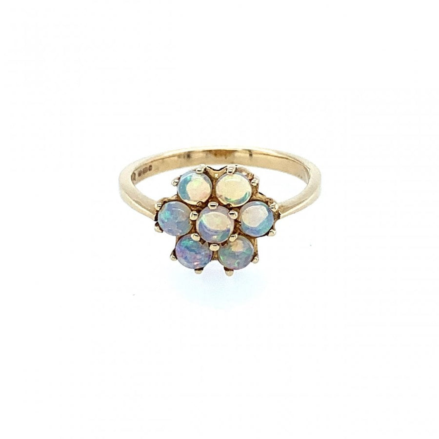 9ct Yellow Gold Opal Flower Design Ring