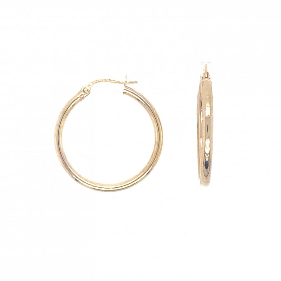 9ct Yellow Gold Round Plain Hoops