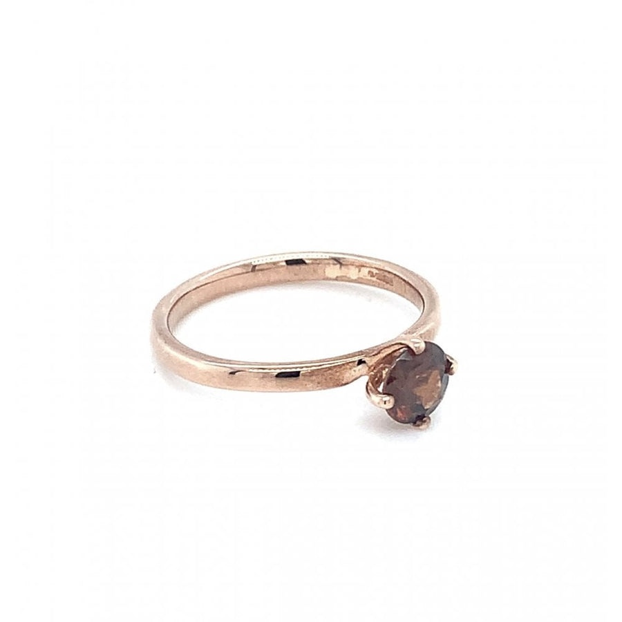 9ct Rose Fairtrade Gold 'Cognac' Zircon Solitaire Ring