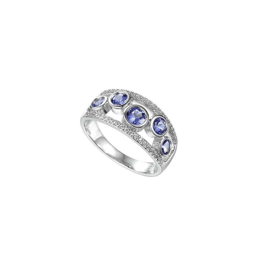 Amore White Gold Tanzanite Diamond Bubble Ring