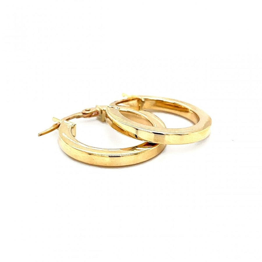 9ct Yellow Gold Square Flat Profile Hoop Earrings