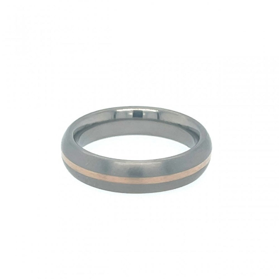 Titanium Narrow 9ct Rose Gold Inlay Wedding Ring