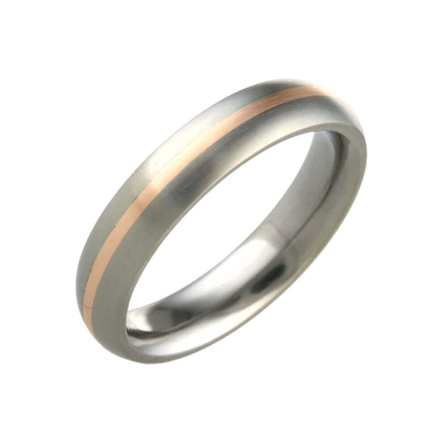 Titanium Narrow 9ct Rose Gold Inlay Wedding Ring