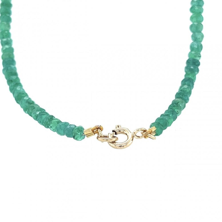 Faceted Emerald Beads with a 9ct Yellow Gold Clasp