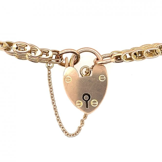 Previously Owned 9ct Yellow Gold Heart Lock Bracelet