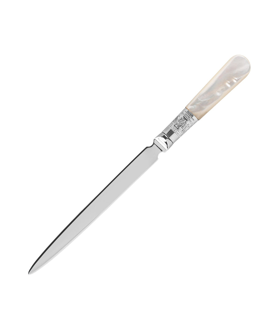 Sterling Silver Letter Opener With White Mother of Pearl Handle