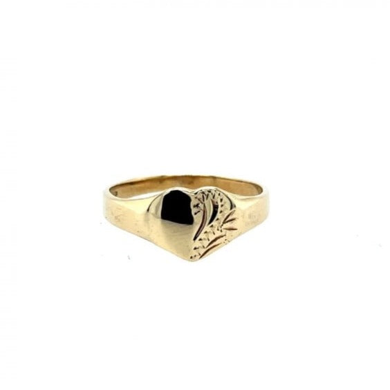 Previously Owned 9ct Yellow Gold Small Heart Signet Ring