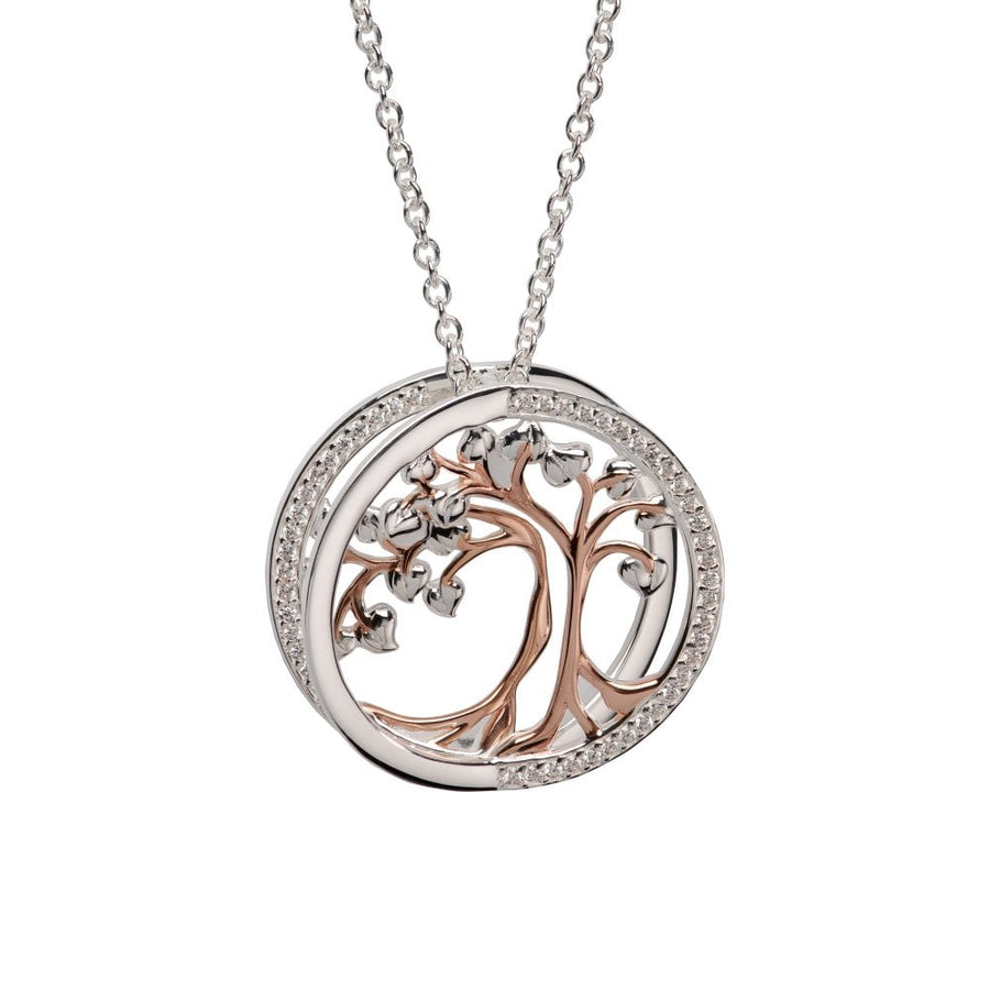 Unique Ladies Sterling Silver Open 3D Tree Of Life CZ Necklace