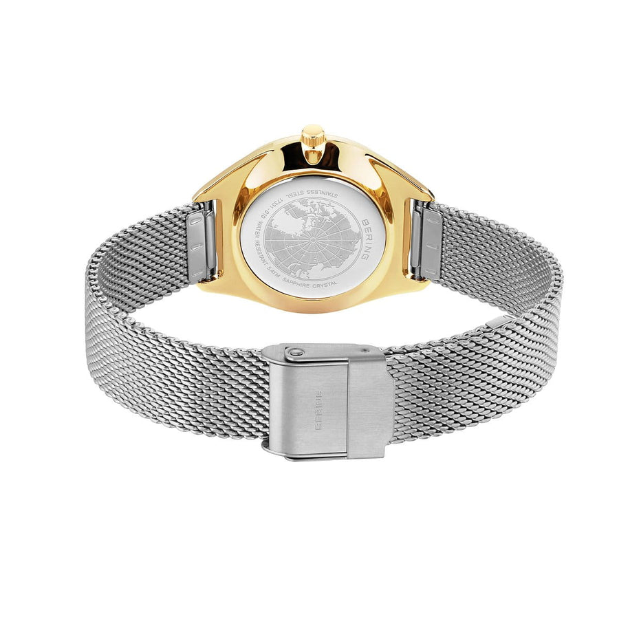 Bering Ladies Steel & Gold Plated Solar Mesh Bracelet Watch