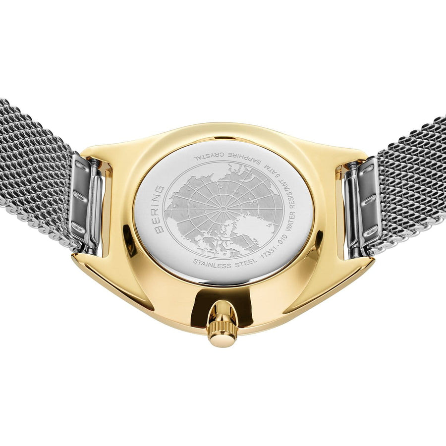 Bering Ladies Steel & Gold Plated Solar Mesh Bracelet Watch