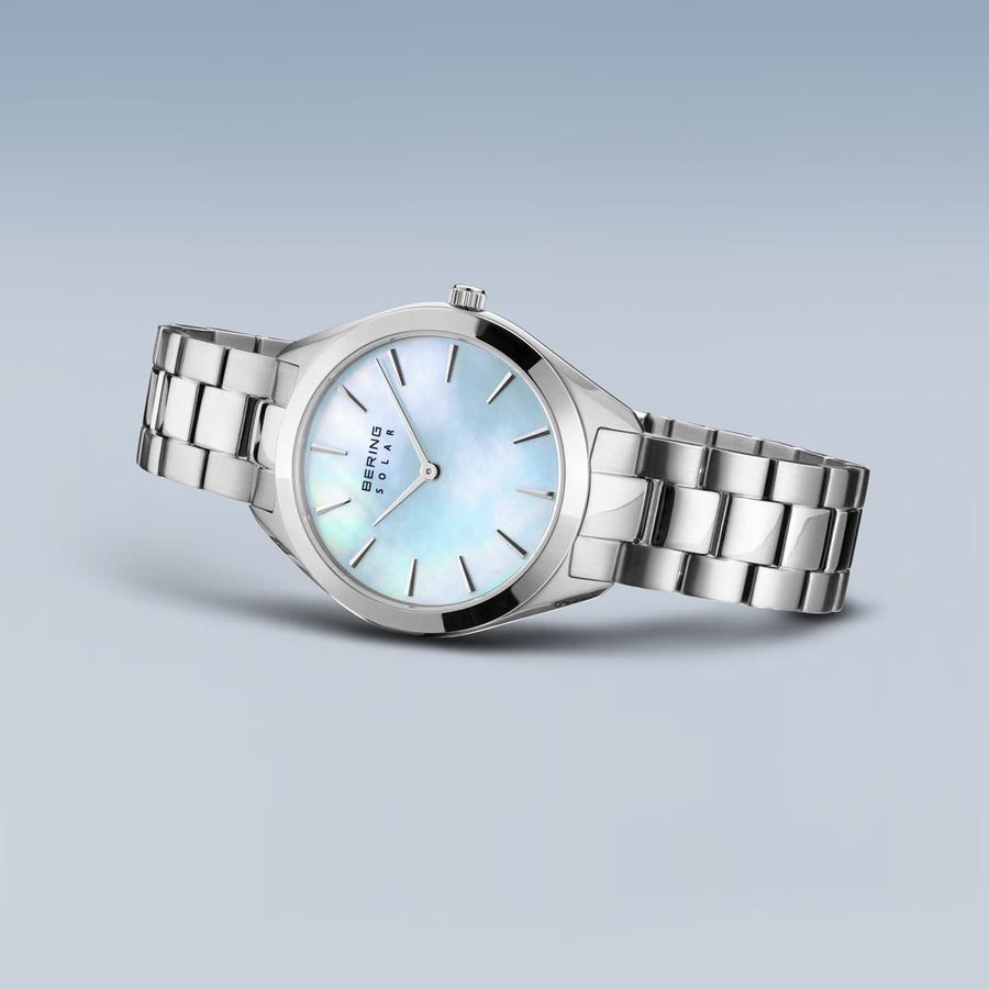 Bering Steel Ladies Mother-of-Pearl Dial Solar Watch