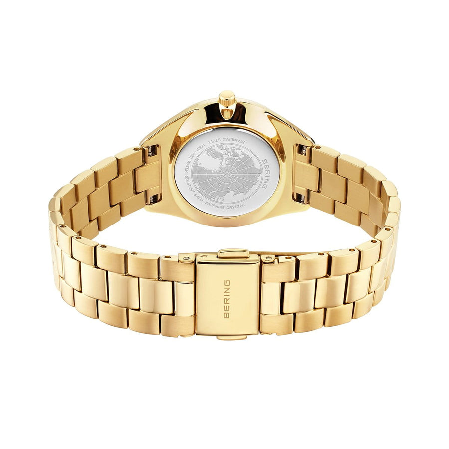 Bering Gold Plated Ladies Dark Mother-of-Pearl Dial Solar Watch