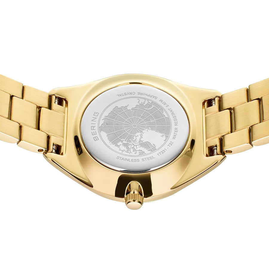 Bering Gold Plated Ladies Dark Mother-of-Pearl Dial Solar Watch
