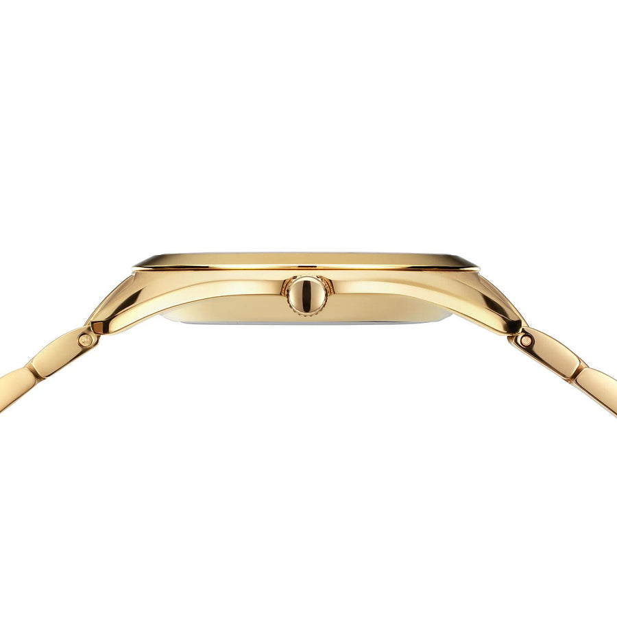 Bering Gold Plated Ladies Dark Mother-of-Pearl Dial Solar Watch