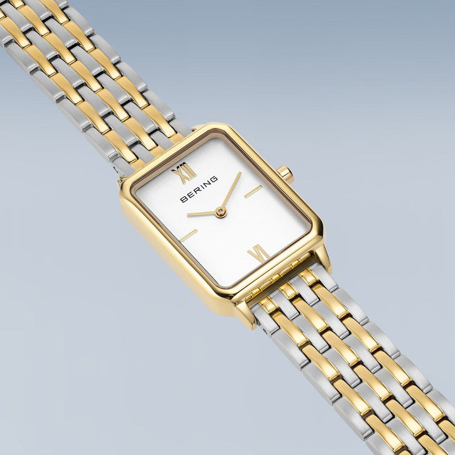 Bering Two-Tone Ladies Rectangular Case & Bracelet Watch