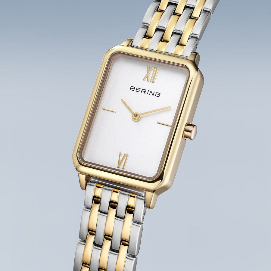 Bering Two-Tone Ladies Rectangular Case & Bracelet Watch
