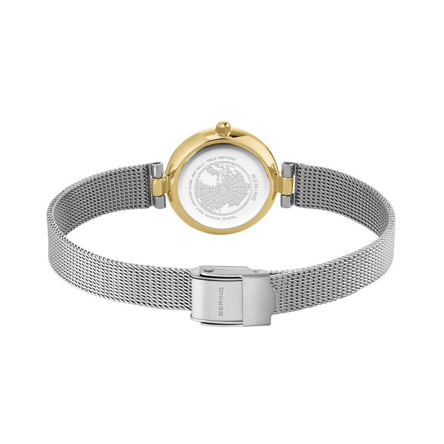 Bering Ladies Small Two-Tone Diamond Set Mesh Bracelet Watch