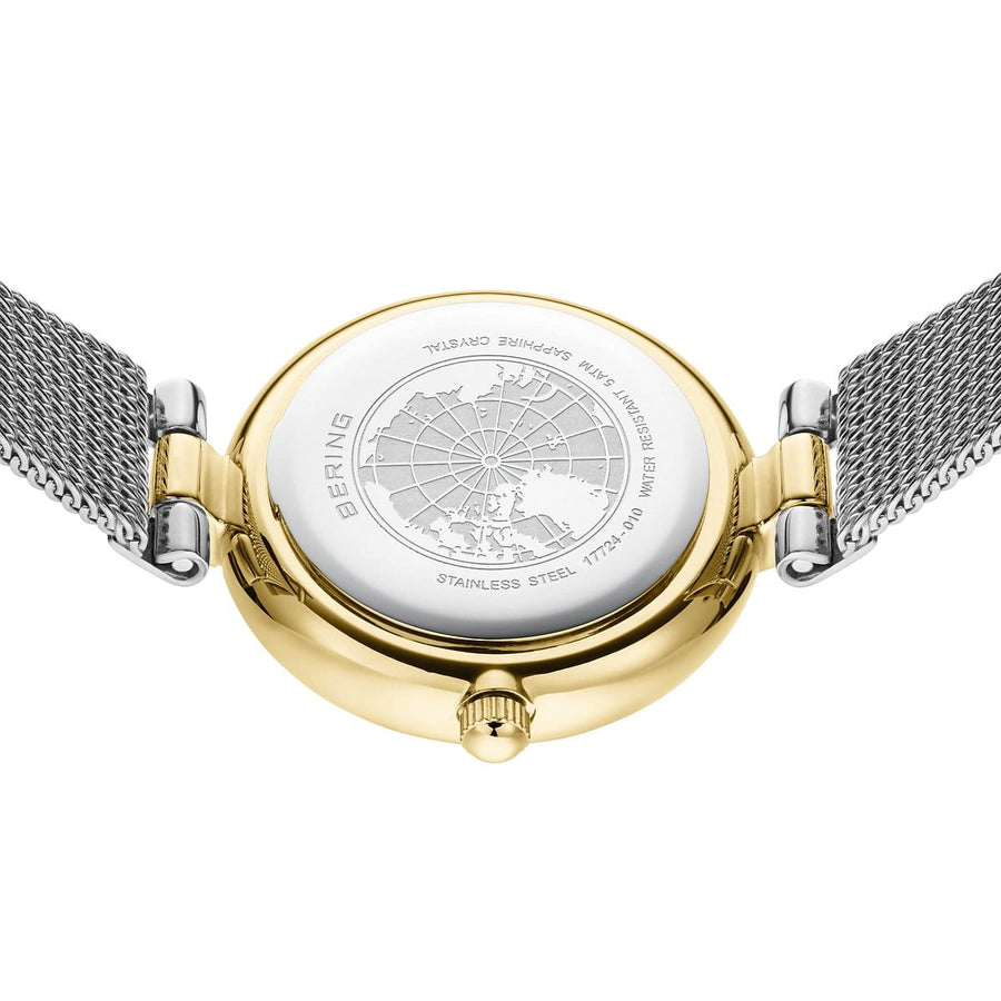 Bering Ladies Small Two-Tone Diamond Set Mesh Bracelet Watch