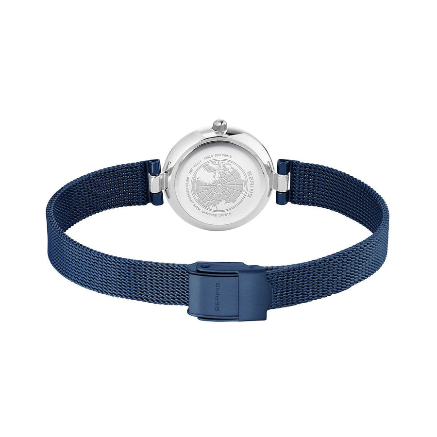Bering Steel Ladies Diamond Navy Dial & Mesh Strap Watch