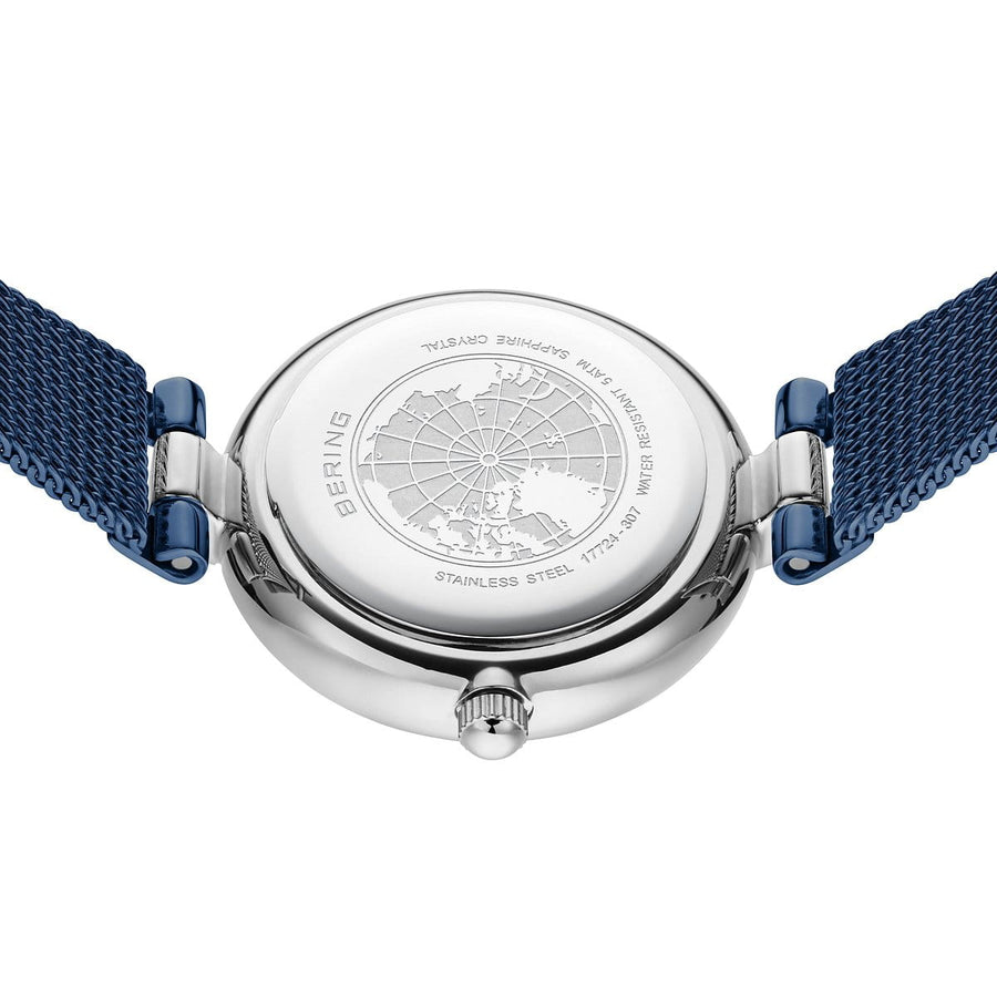 Bering Steel Ladies Diamond Navy Dial & Mesh Strap Watch