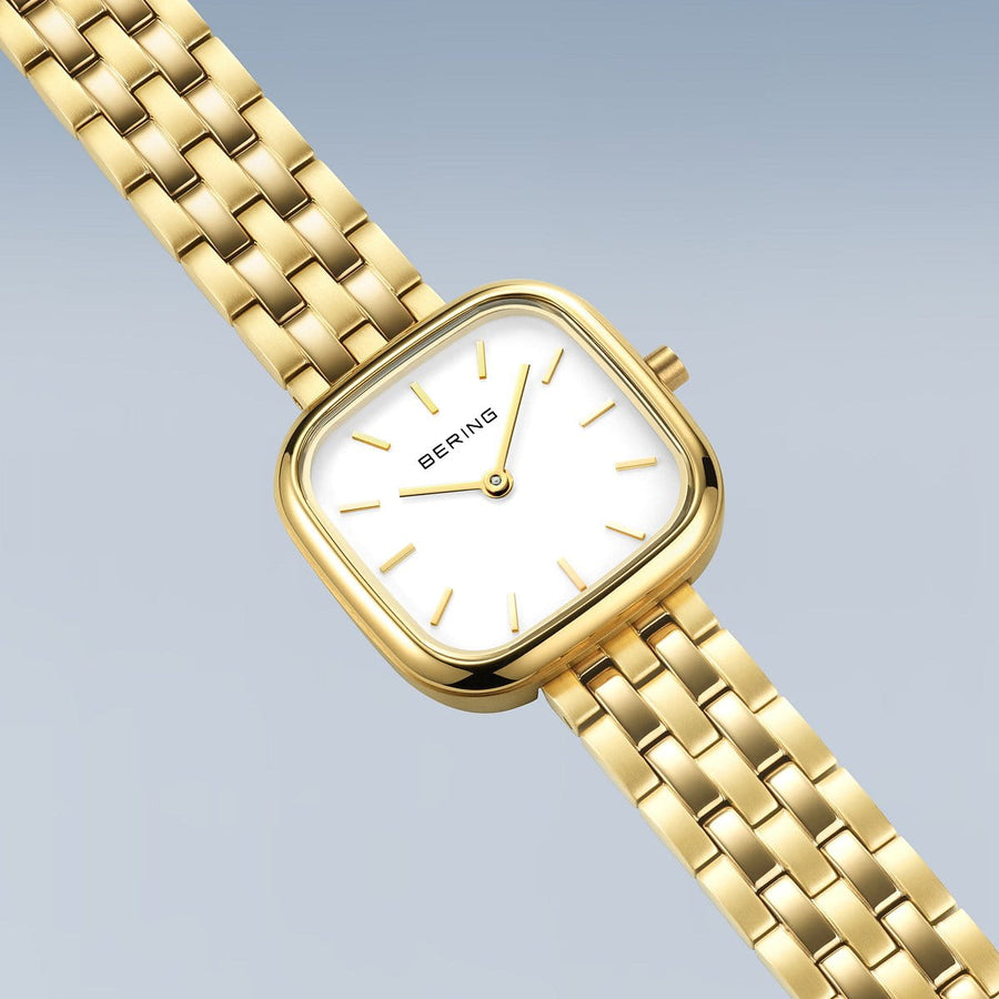 Bering Ladies Gold Classic Square White Dial Watch
