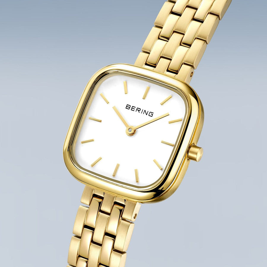 Bering Ladies Gold Classic Square White Dial Watch