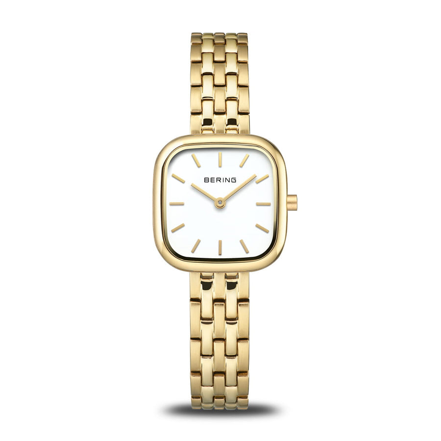 Bering Ladies Gold Classic Square White Dial Watch