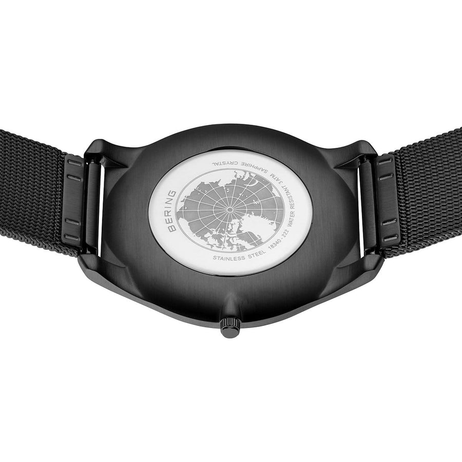 Bering Steel Gents Black Dial Ultra Slim Mesh Watch