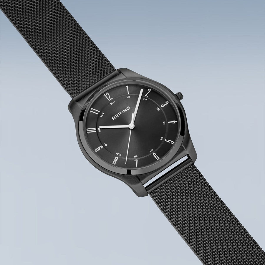 Bering Steel Gents Black Dial Ultra Slim Mesh Watch