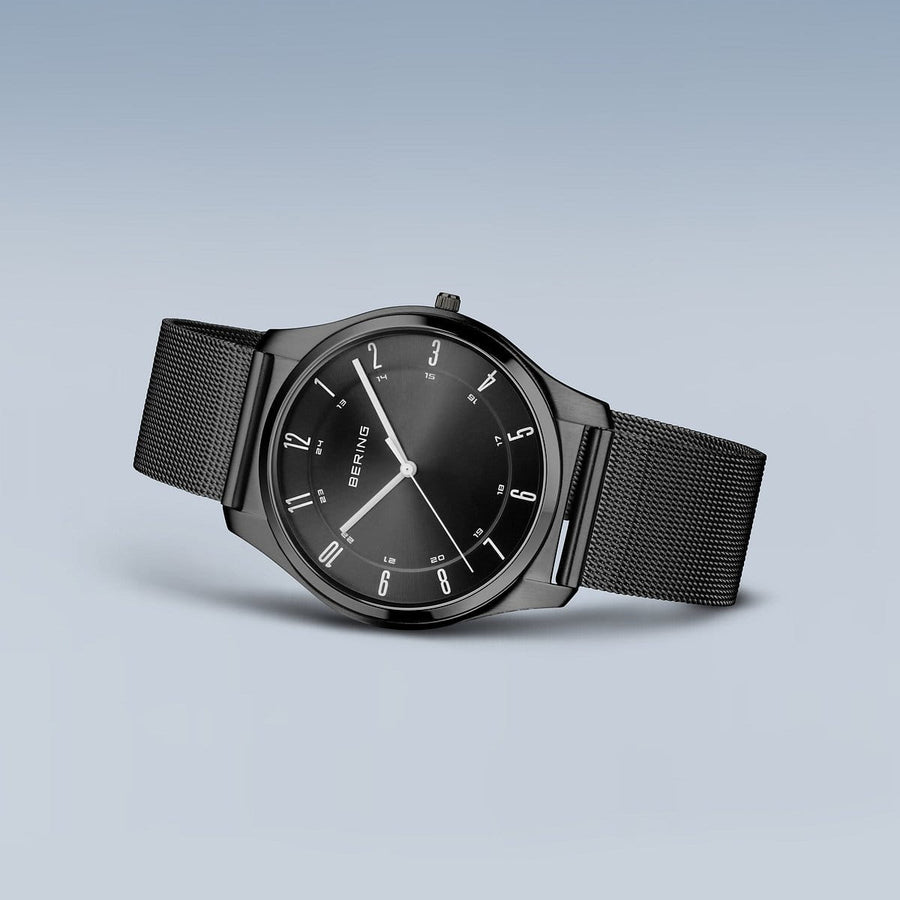Bering Steel Gents Black Dial Ultra Slim Mesh Watch