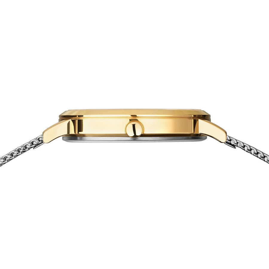 Bering Titanium Gold Case White Dial & Stainless Steel Bracelet Watch