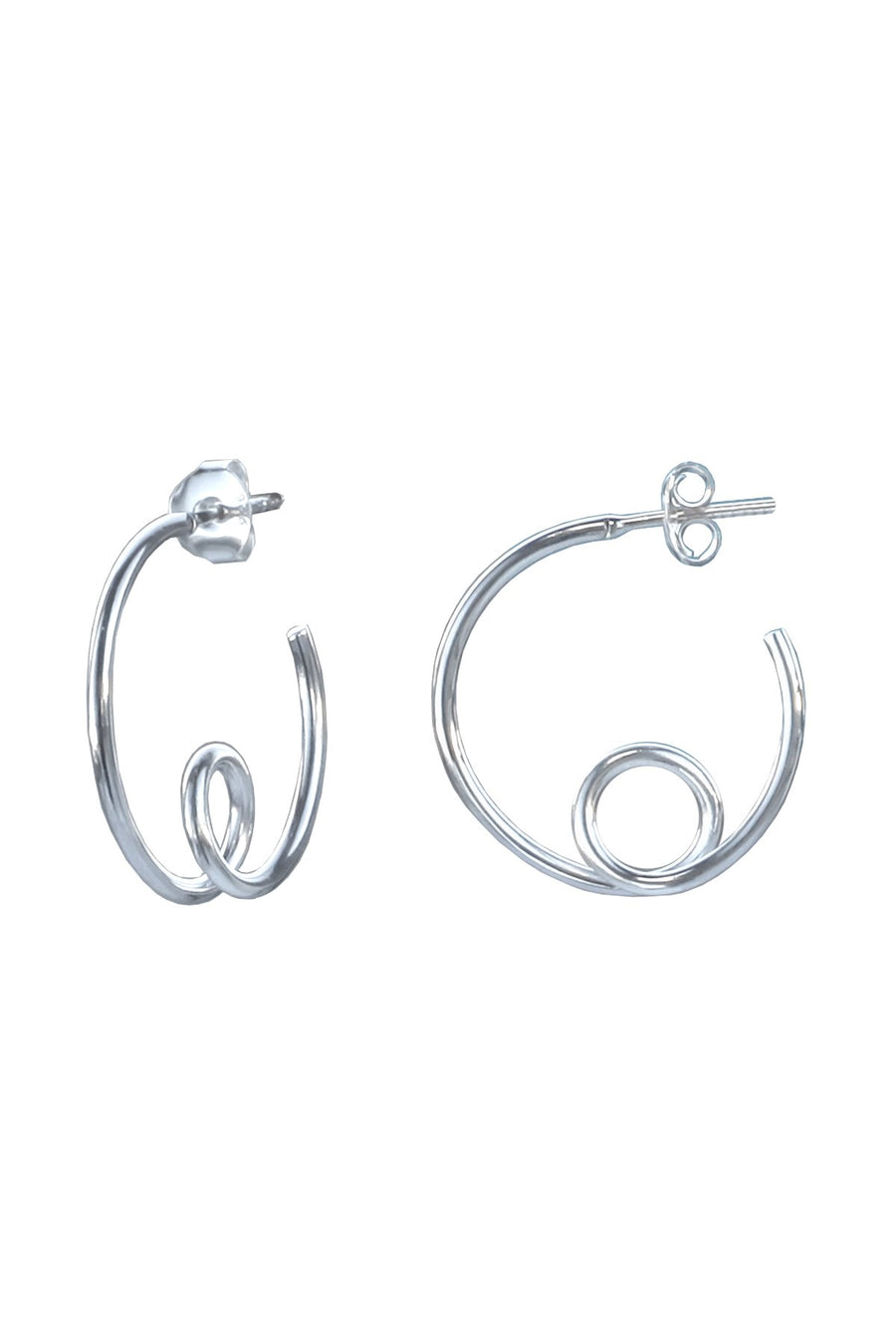 Sterling Silver Curled Hoop Earrings