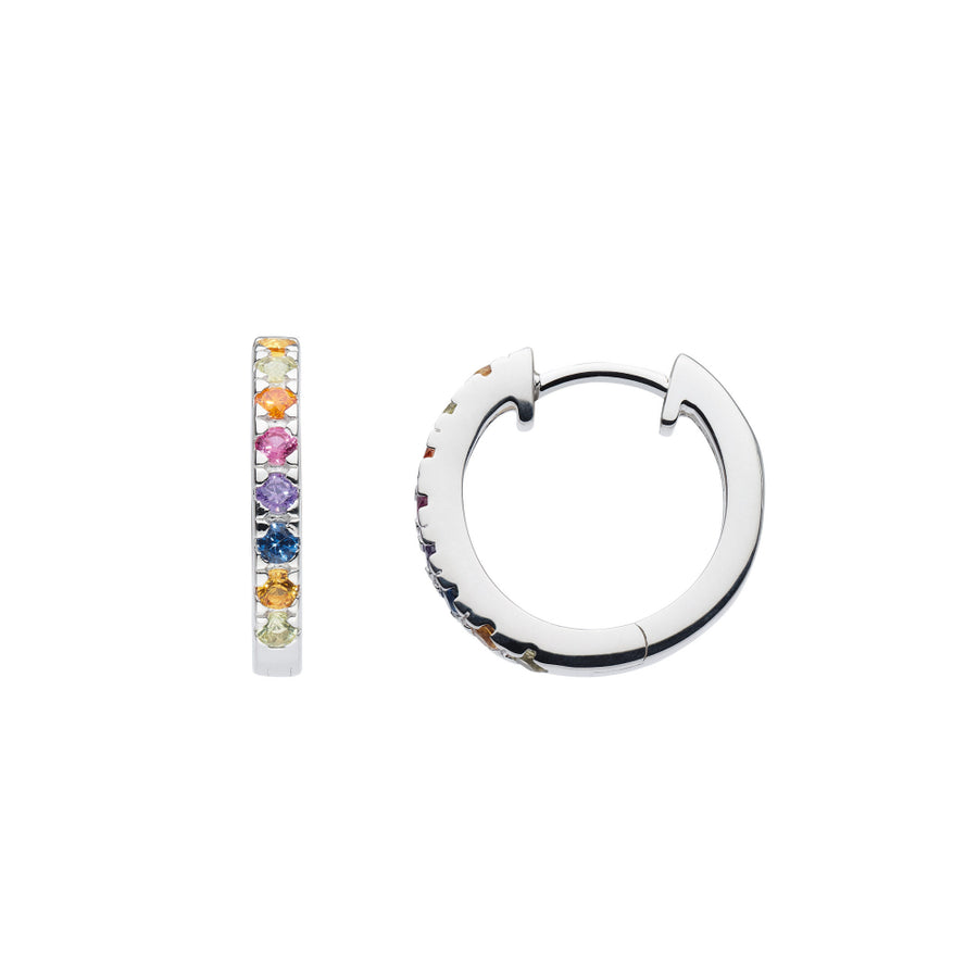 Sterling Silver Multi CZ Huggie Hoop Earrings