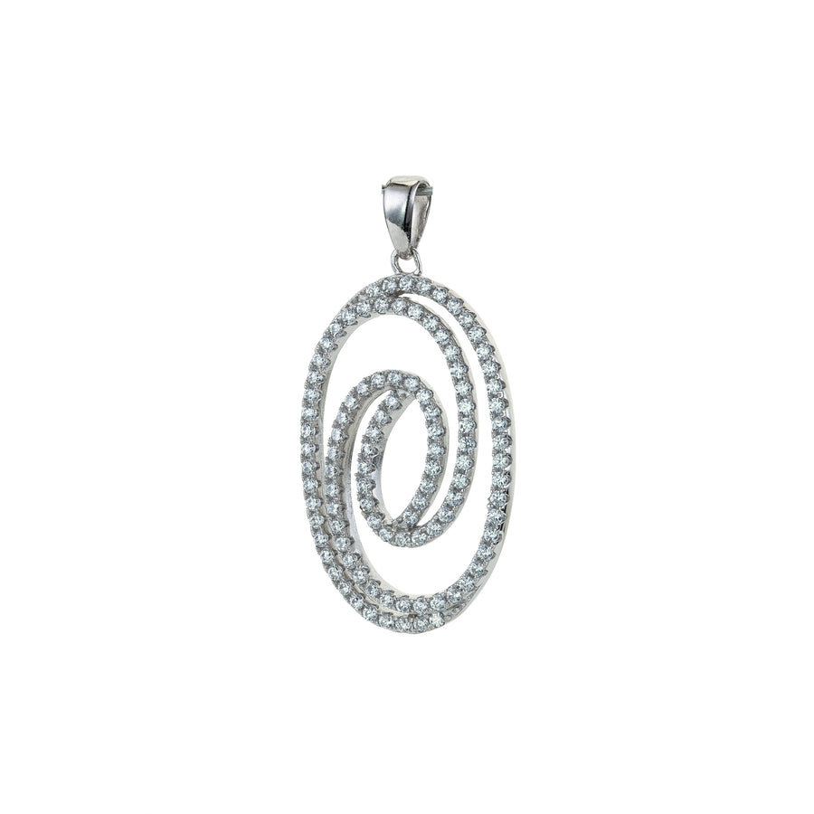 Real Effect Sterling Silver Large Oval Swirl Pendant