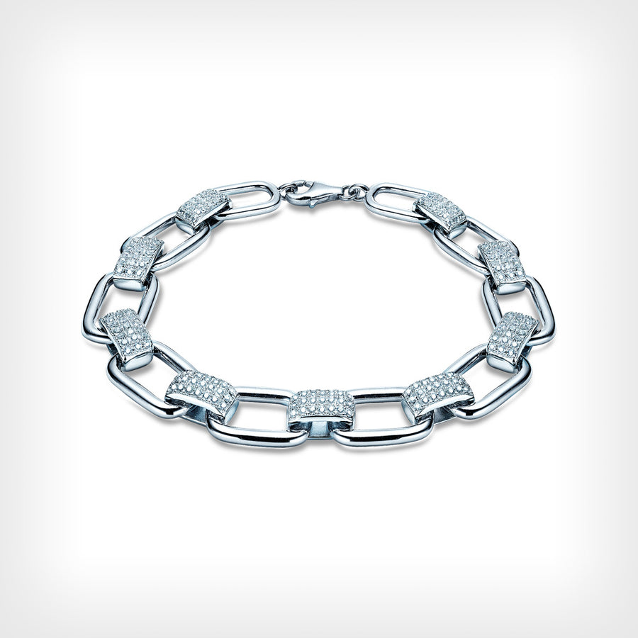 The Real Effect Sterling Silver CZ Open Link Bracelet