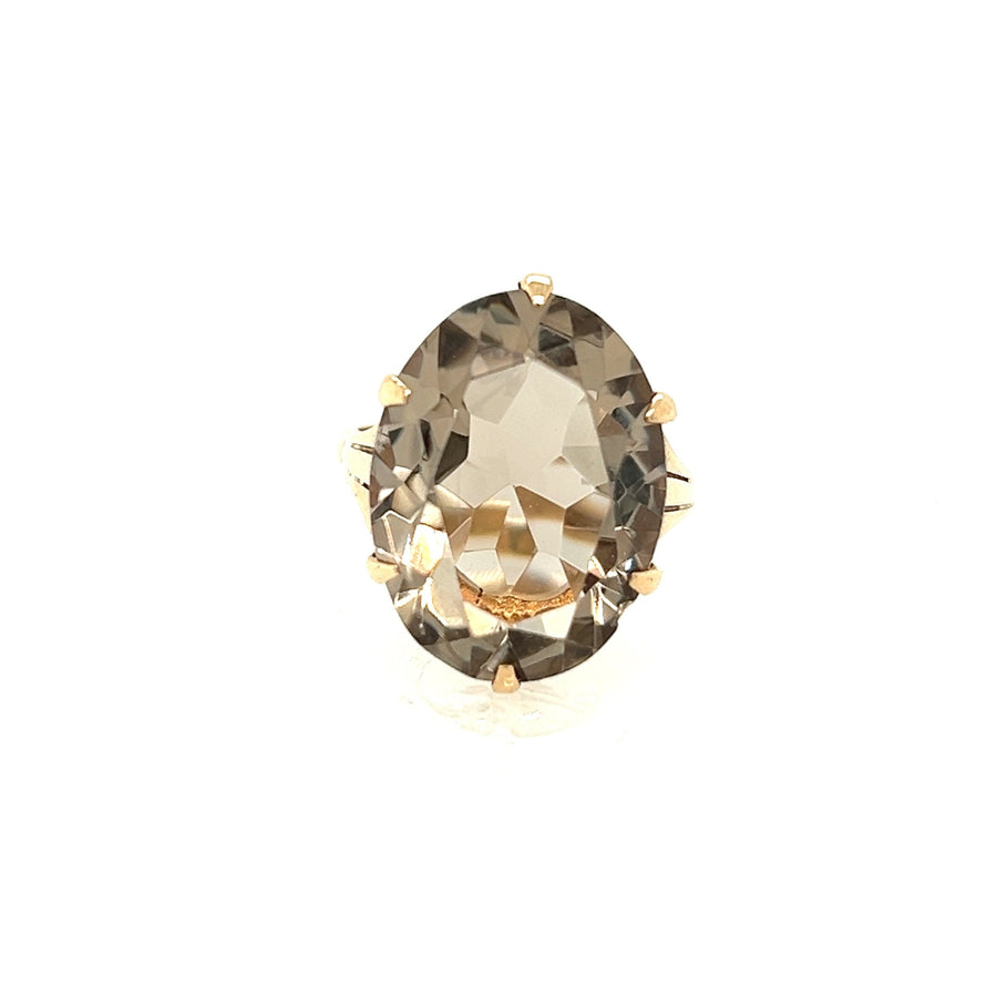 Previously Owned 9ct Yellow Gold Large Smokey Quartz Ring
