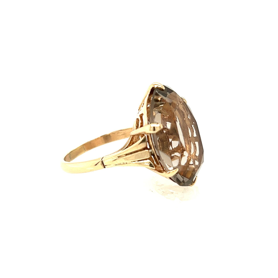 Previously Owned 9ct Yellow Gold Large Smokey Quartz Ring