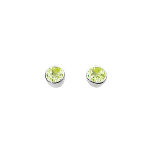 Sterling Silver Small Round Peridot Stud Earrings