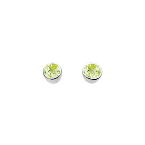 Sterling Silver Small Round Peridot Stud Earrings