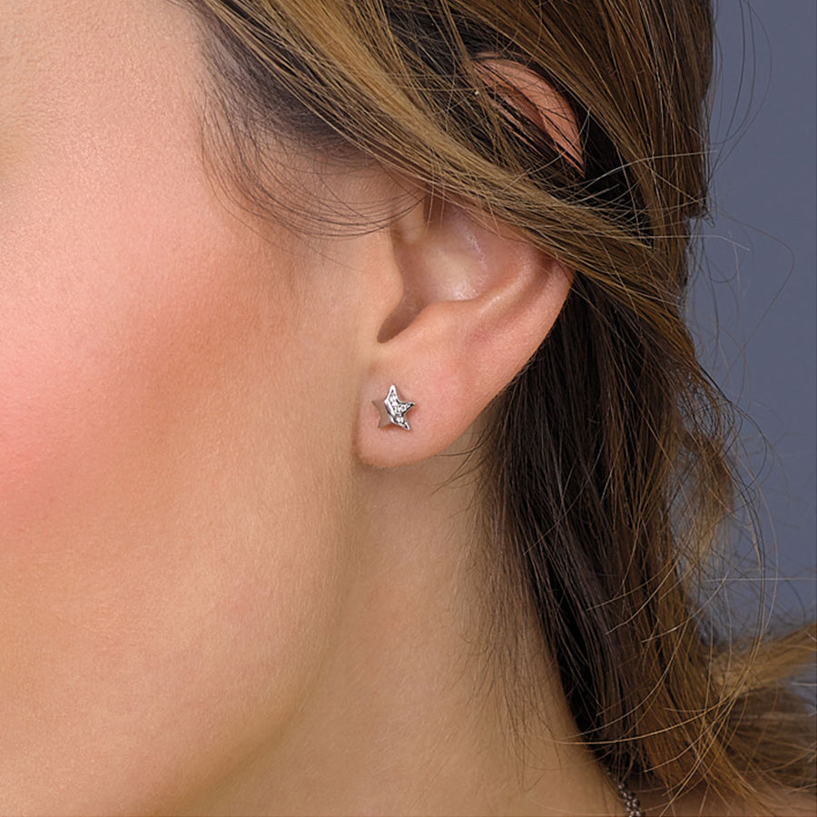 Kit Heath Sterling Silver CZ Pavé Mini Star Stud Earrings
