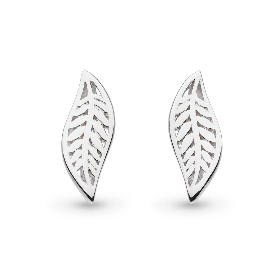 Kit Heath Sterling Silver Blossom Leaf Stud Earrings